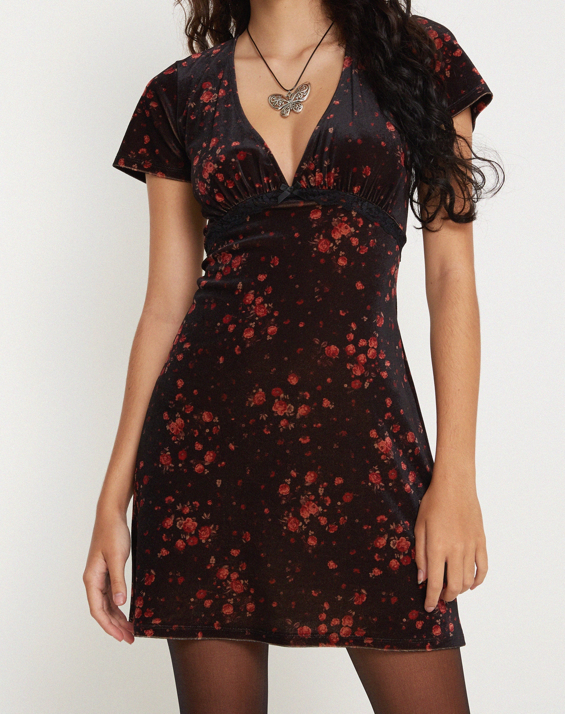 Immagine di Vania Mini Dress in velluto rosa a grappolo