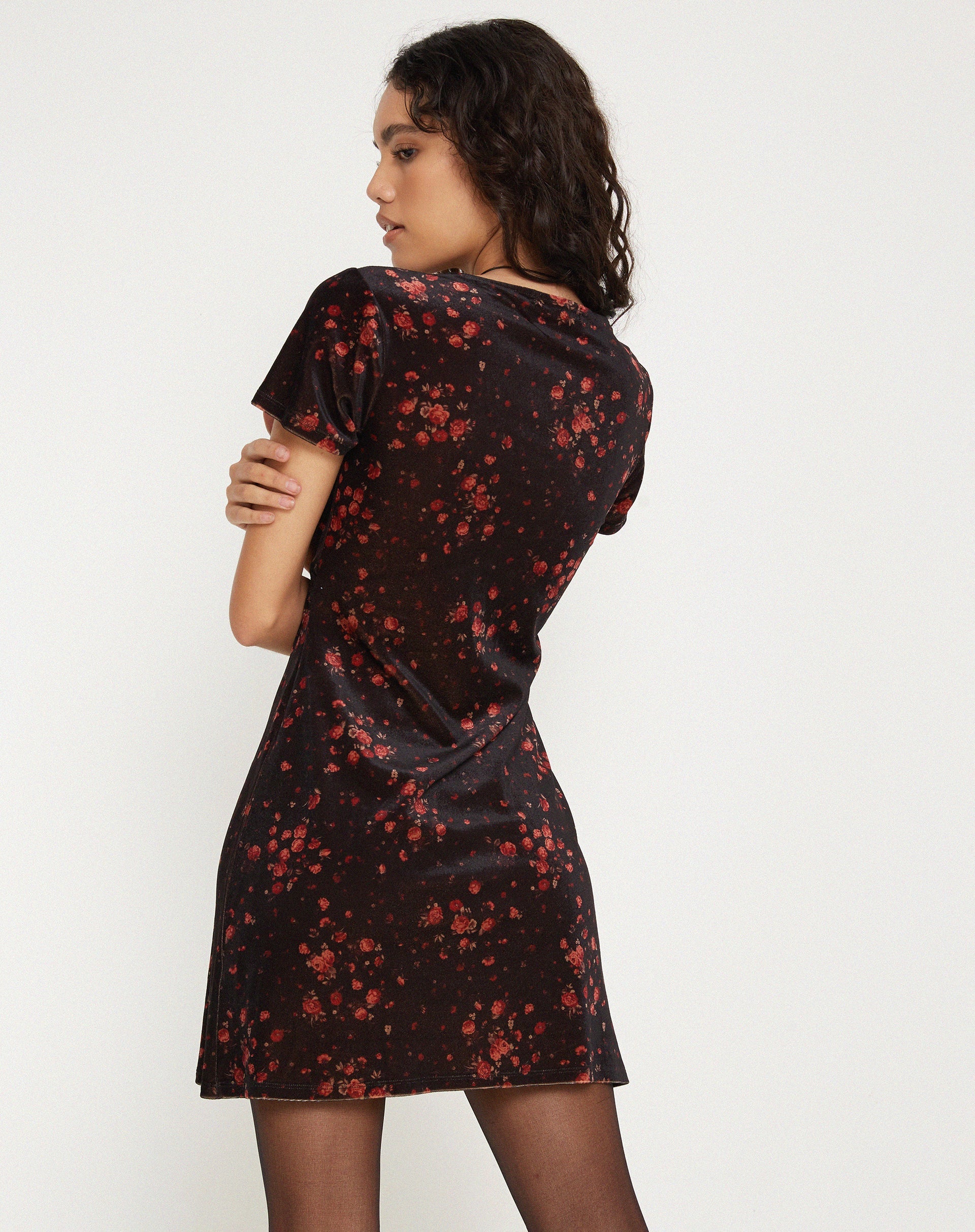 Immagine di Vania Mini Dress in velluto rosa a grappolo