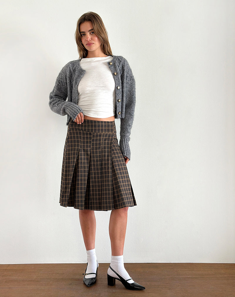 Immagine di Vanka - Gonna midi a quadri marrone scuro