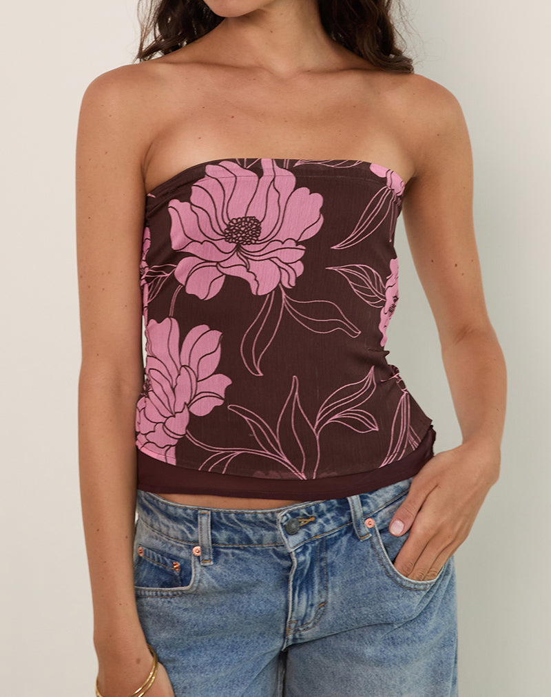 Immagine di Varsha Bandeau Top in Flare Floral Pink Brown