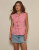 Immagine di Vataka Tie Front Top in Mini Gingham Peach