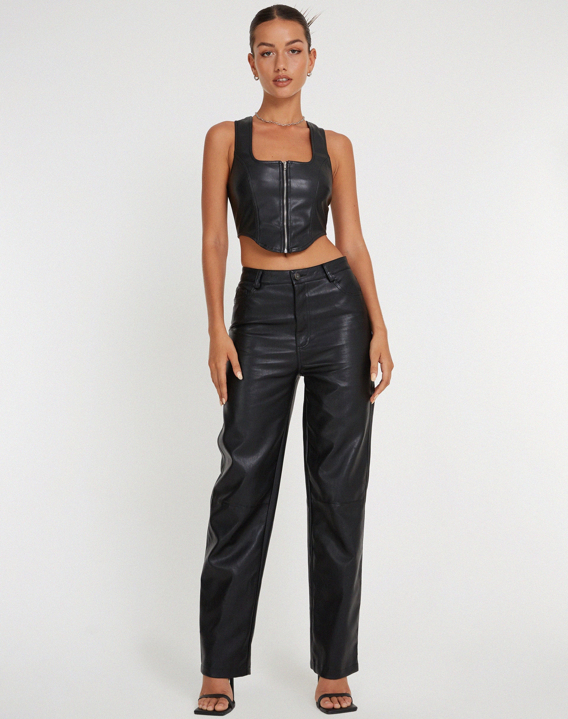 immagine di Velika Zip Up Corset in PU Nero