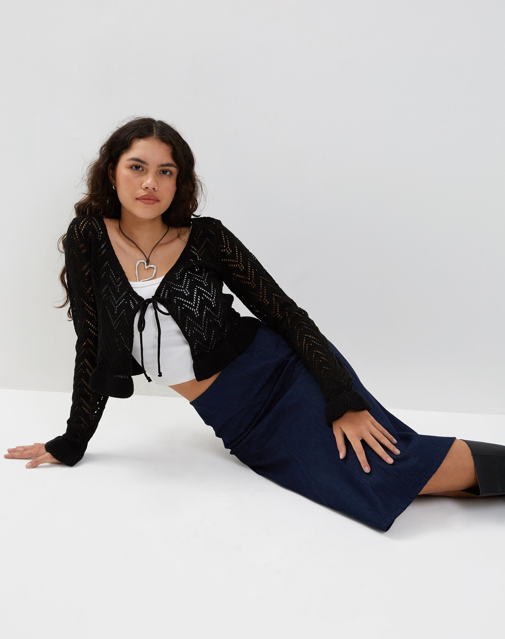 Immagine di Eames Midi Skirt in Denim Blu Indaco