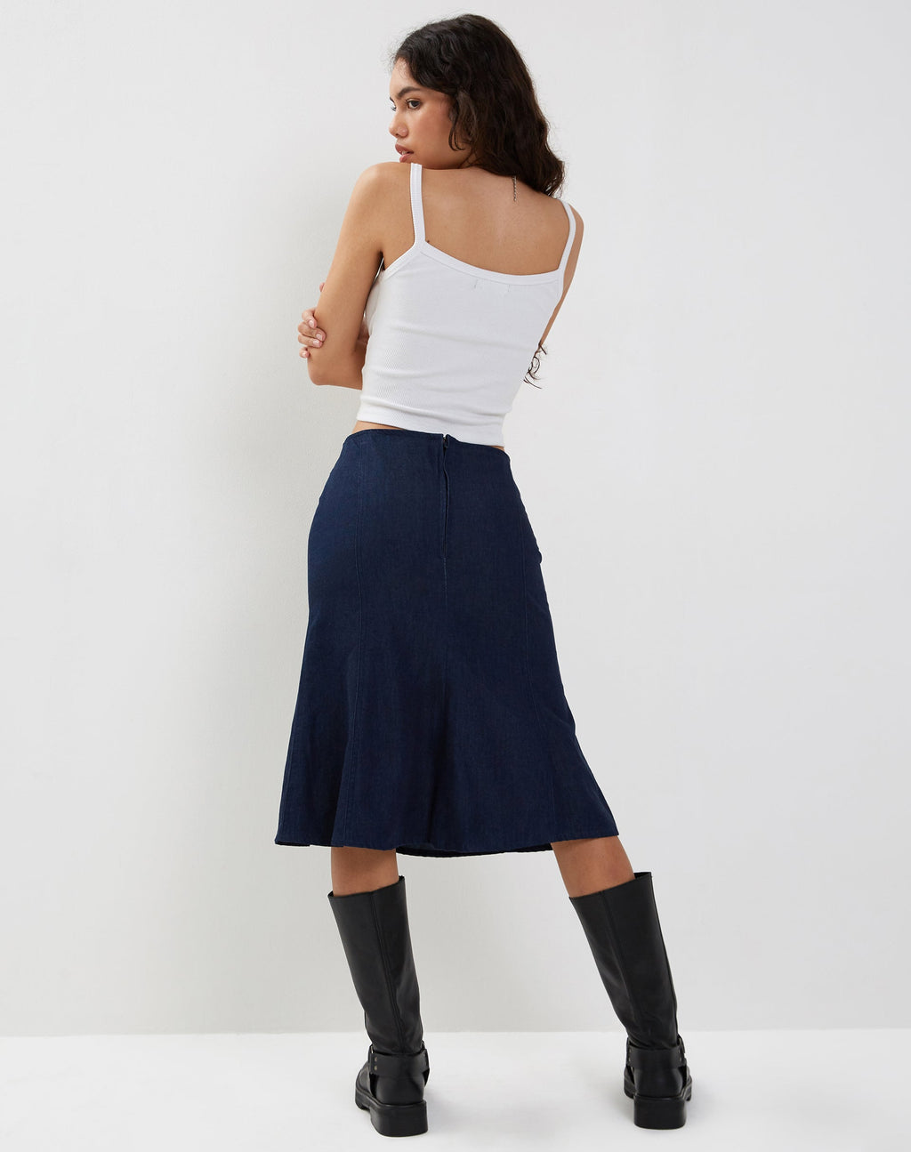Gonna midi Eames in denim blu indaco