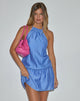 Immagine di Veloria Mini Abito a collo alto in chiffon blu dipinto a righe