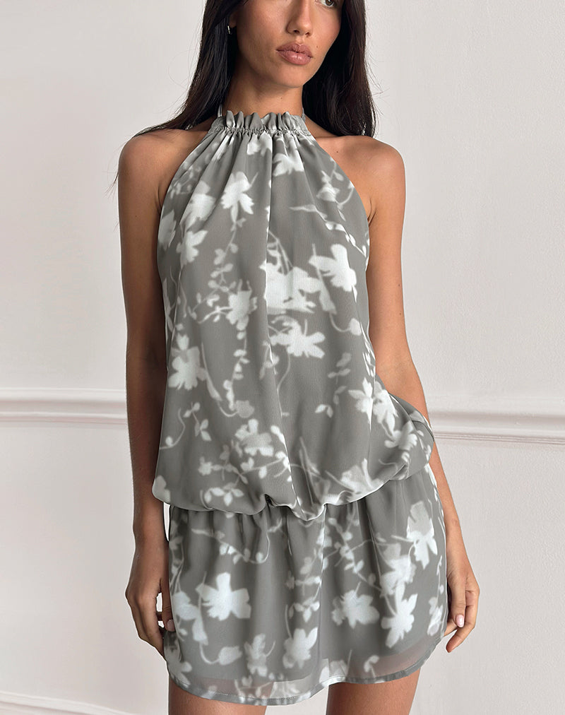 Immagine di Veloria Mini Dress in blurred Floral Grey