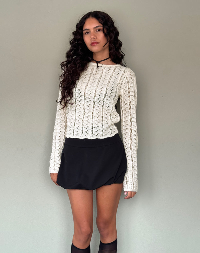 Immagine di Venia - Top in maglia a maniche lunghe in crema di betulla