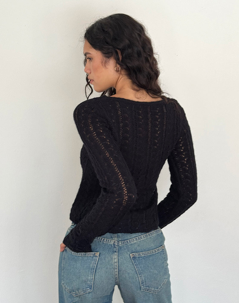 Immagine di Venia Top a maniche lunghe in maglia nera