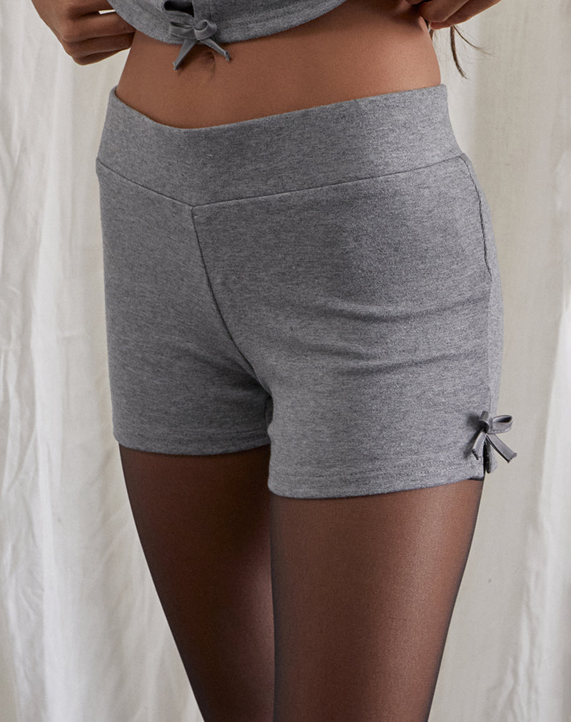 Pantaloncini Verna Bow Micro in maglia grigio chiaro