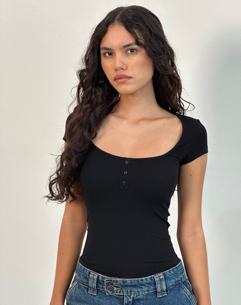 Top Vibian a maniche corte in nero