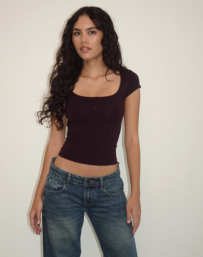 Immagine di Vibian Top a maniche corte in Oxblood