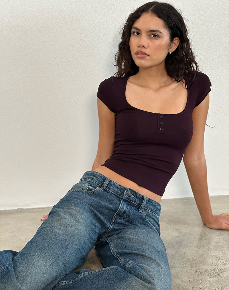 Immagine di Vibian Top a maniche corte in Oxblood