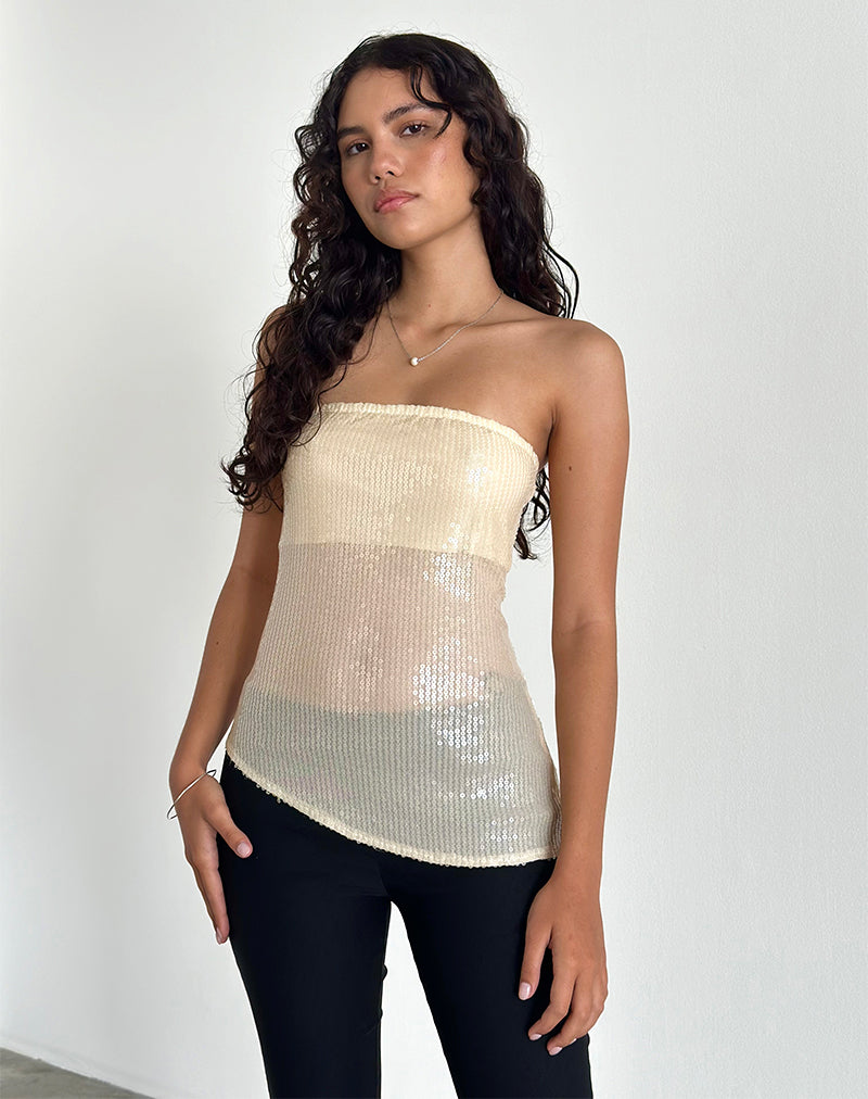 Top a fascia Viksuni in Nude Clear Tinted Disc