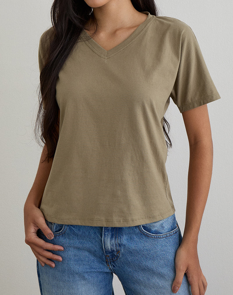 Top Viman in Jersey Khaki