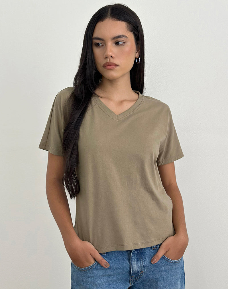 Top Viman in Jersey Khaki