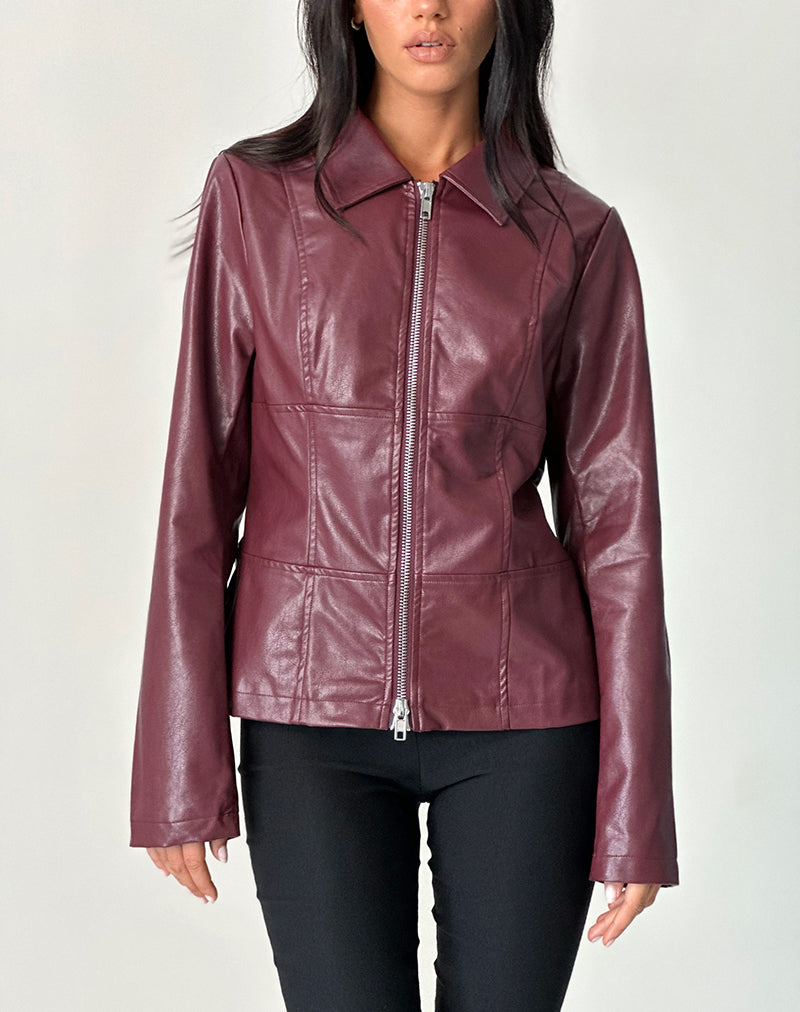 Giacca Vincent Fitted in PU Borgogna