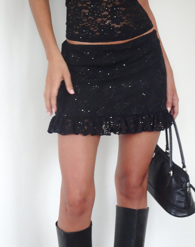 Immagine di Karsya Minigonna in pizzo nero con paillettes