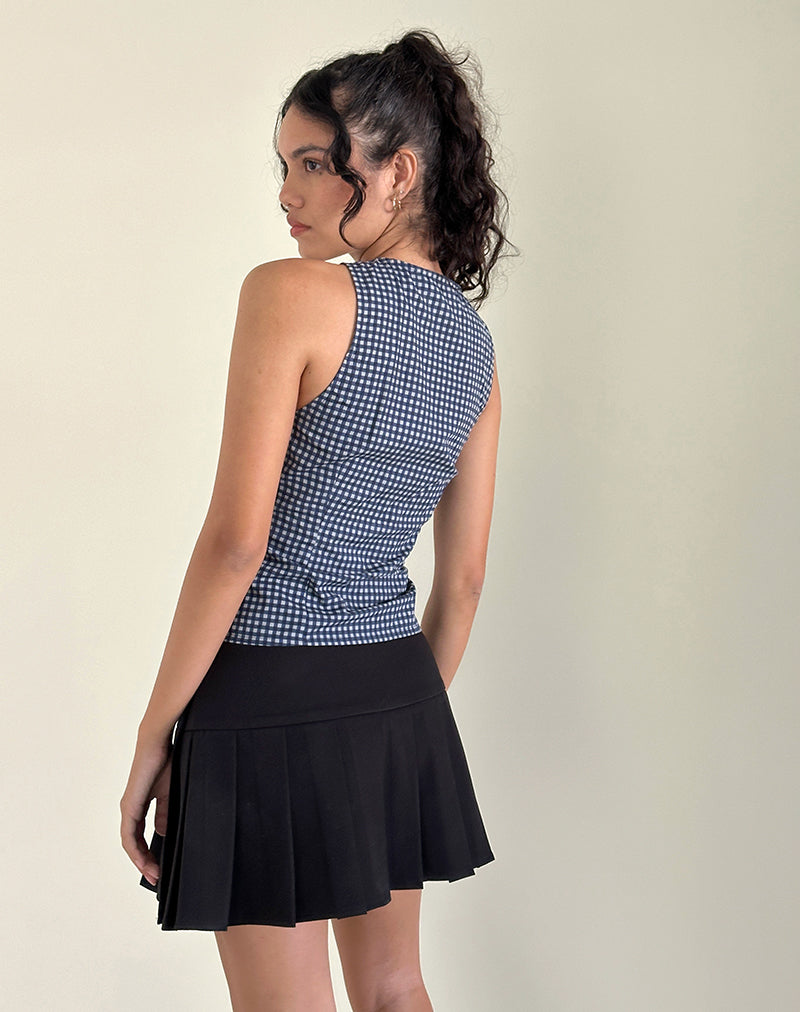 Immagine di Vishata Top in Mini Gingham Blu Scuro