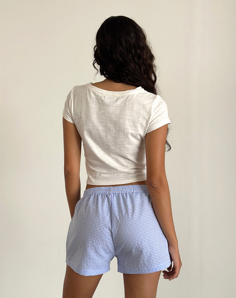 Immagine di Voir Shorts in Popeline Gingham Blu e Bianco
