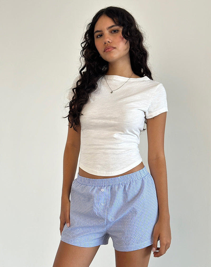 Pantaloncini Voir in Popeline Gingham blu e bianco