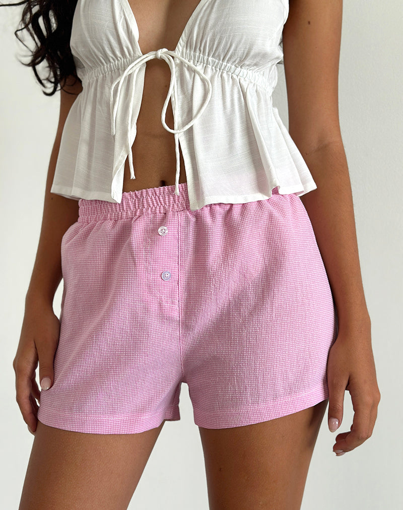 Pantaloncini Voir in Popeline Gingham Rosa