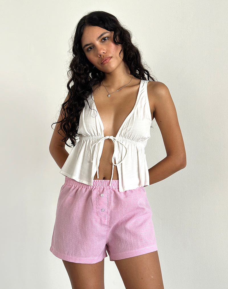 Pantaloncini Voir in Popeline Gingham Rosa