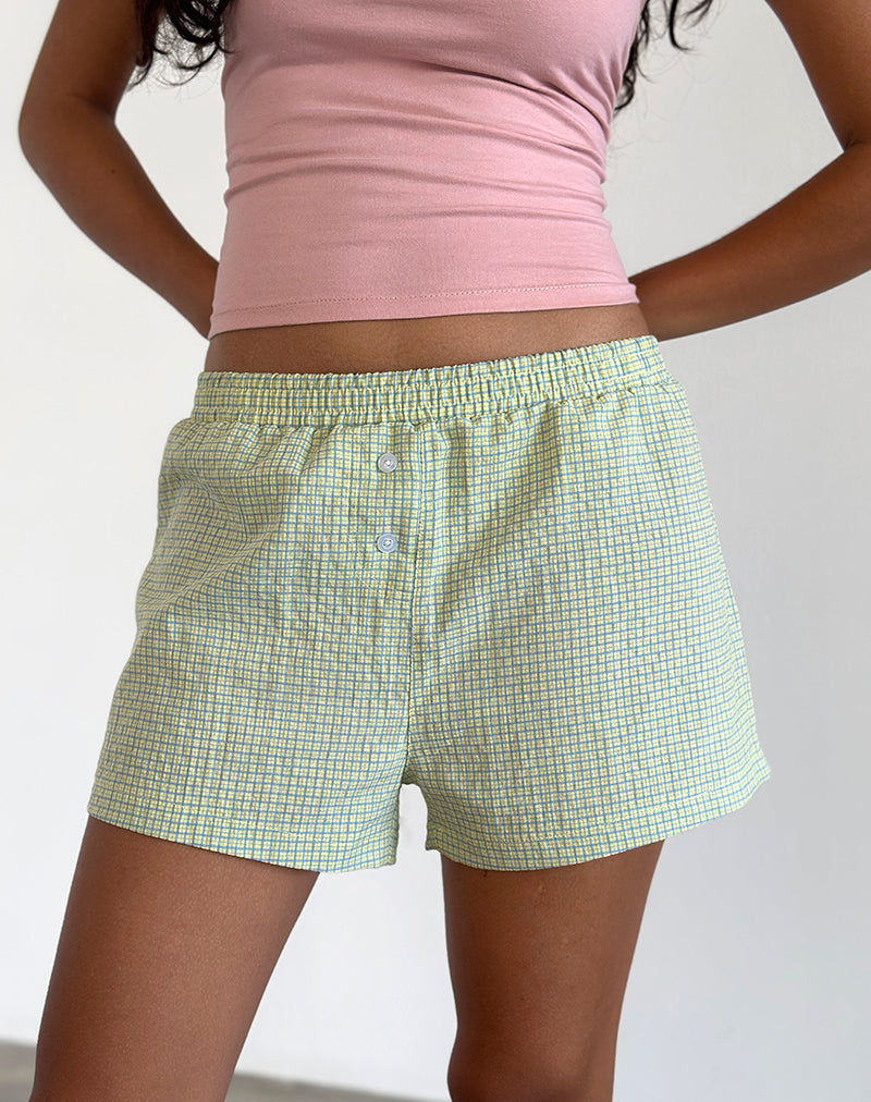 Pantaloncini Voir in Popeline Gingham giallo e blu