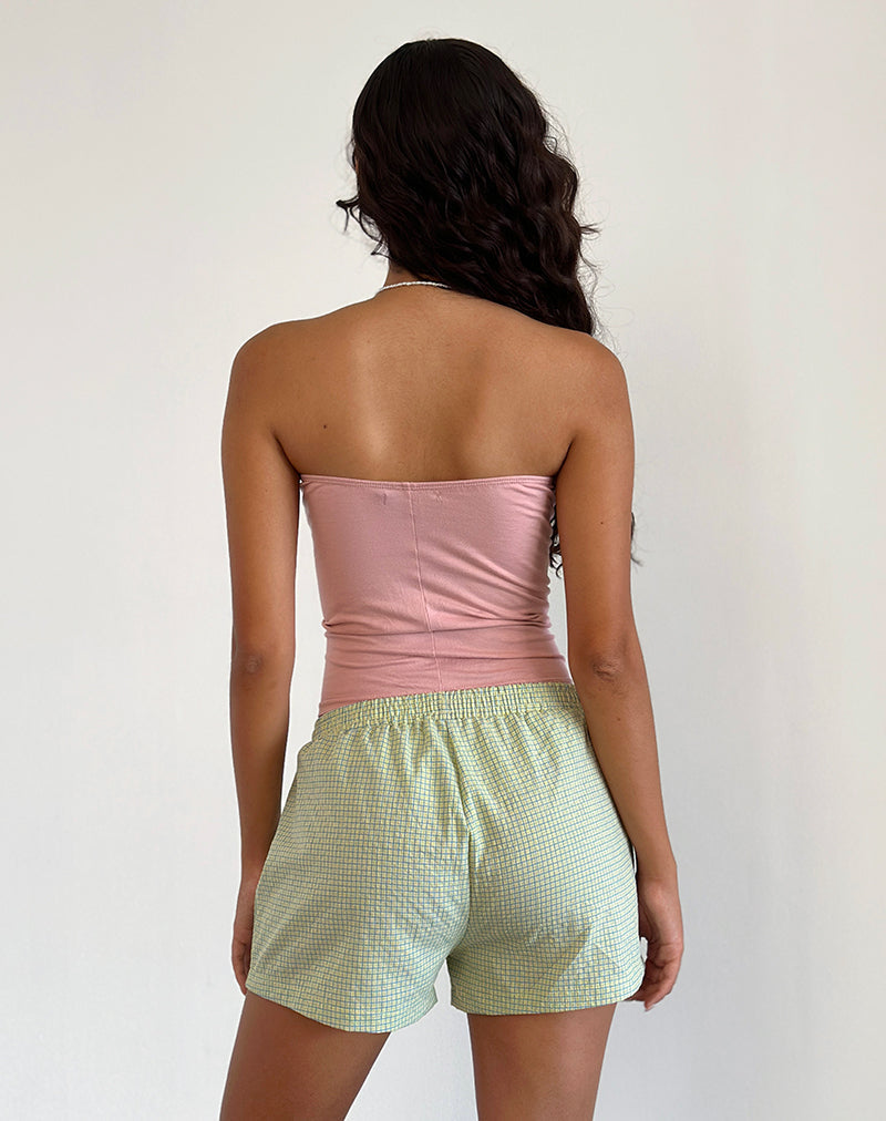 Immagine di Voir Short in Popeline Gingham Giallo e Blu