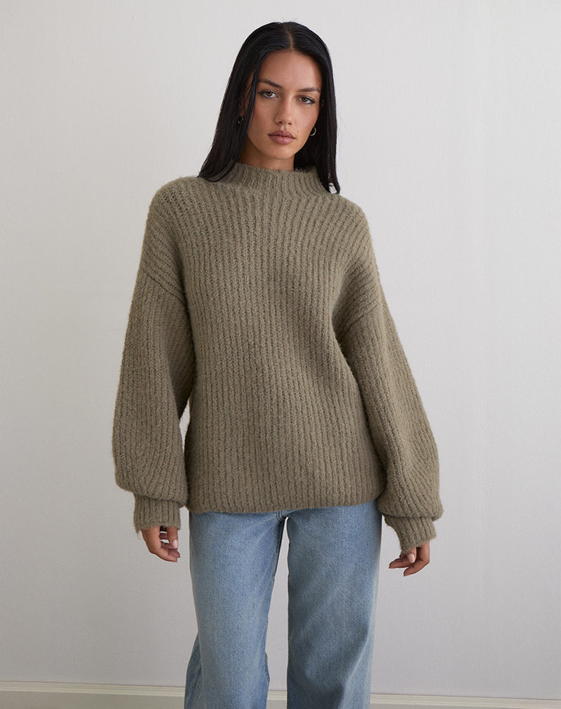 Viola - Maglia oversize in oliva chiaro