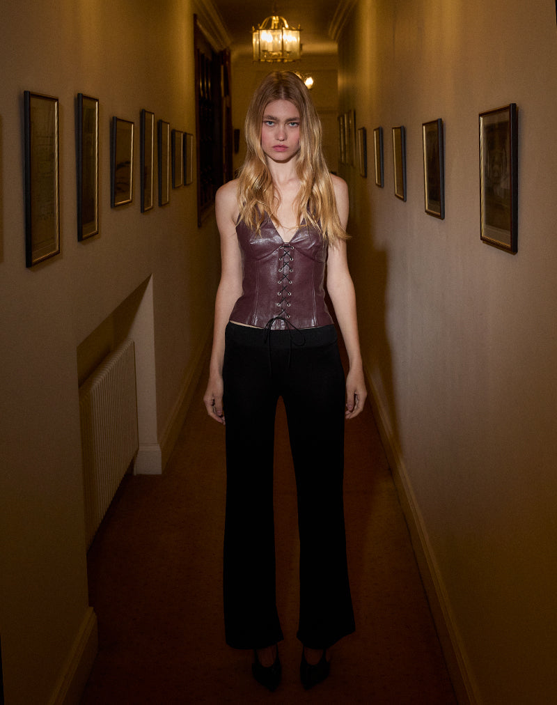 Immagine di Wahya Lace Up Halter Top in PU Plum