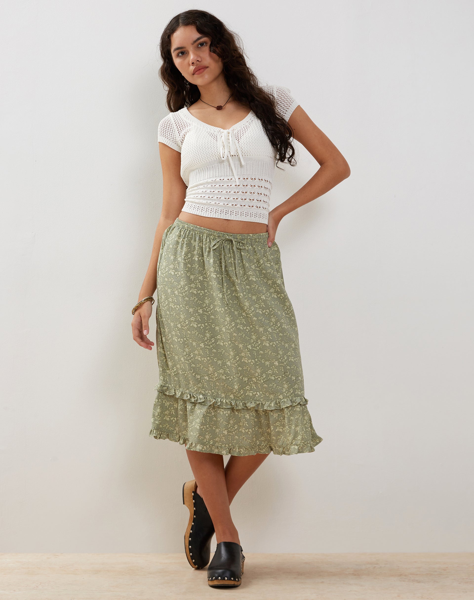 Immagine di Wala Midi Skirt in Ditsy Floral Verde