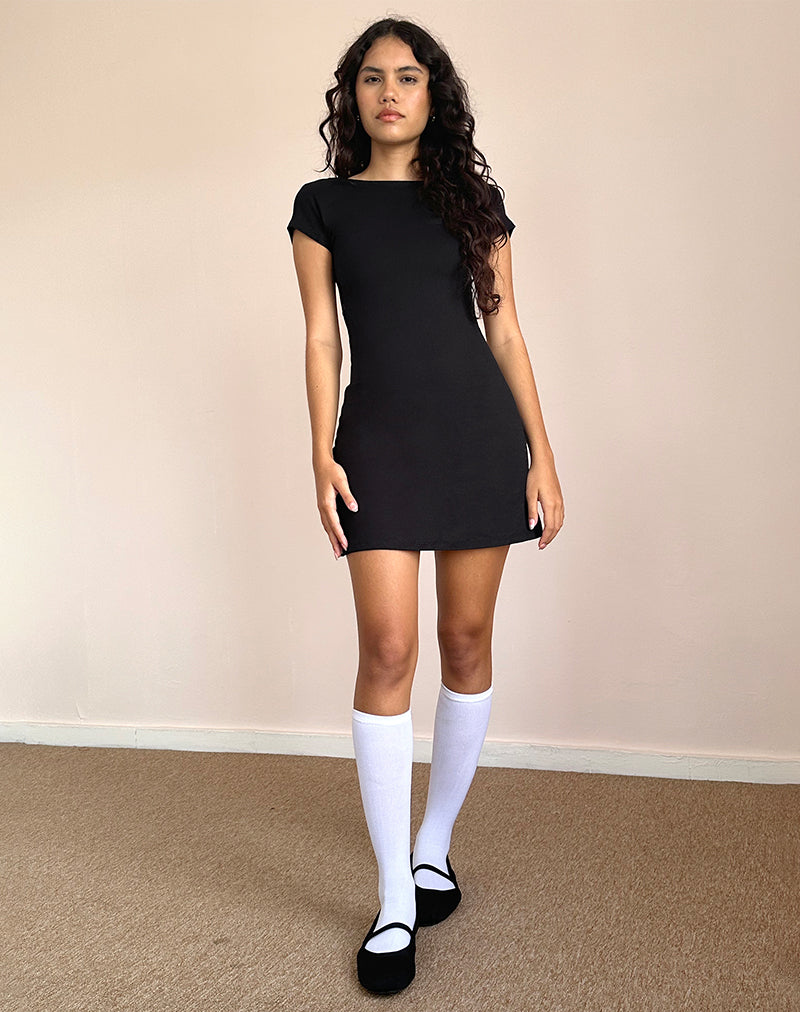 Immagine di Wangi Mini Abito senza schienale in Lycra Nero