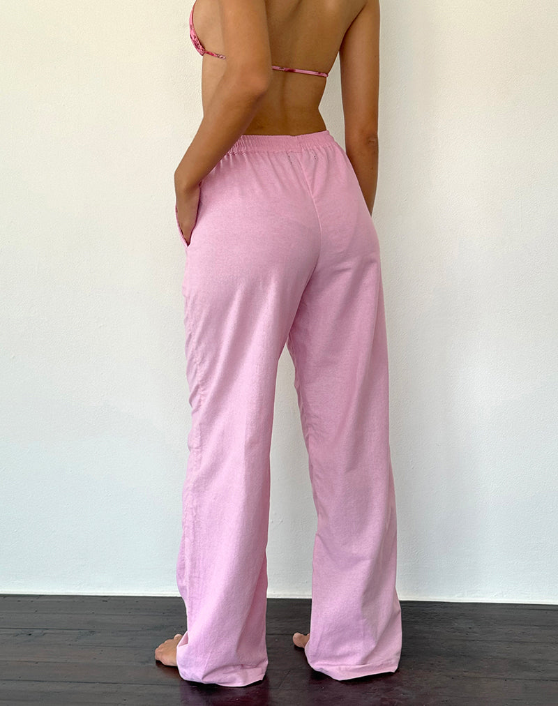 Immagine di Wasic Pantalone di lino a gamba larga in rosa fenicottero