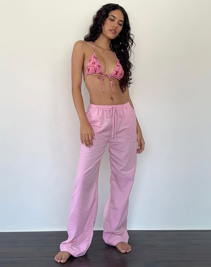 Immagine di Wasic Pantalone di lino a gamba larga in rosa fenicottero