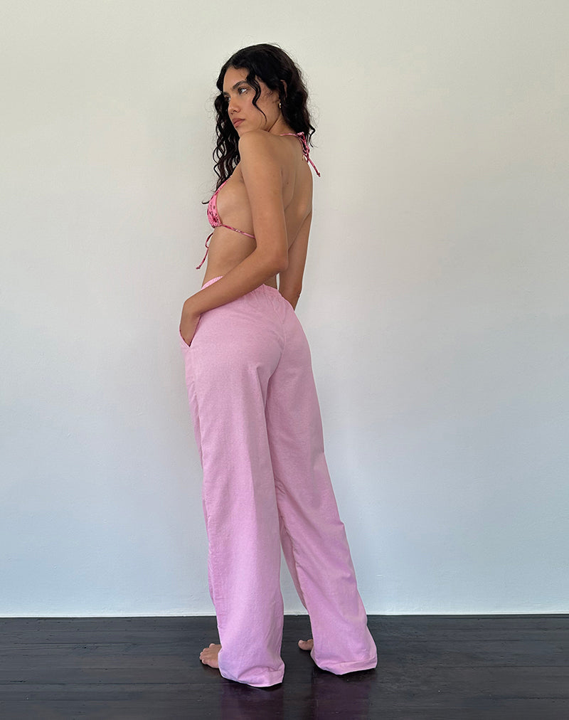 Immagine di Wasic Pantalone di lino a gamba larga in rosa fenicottero