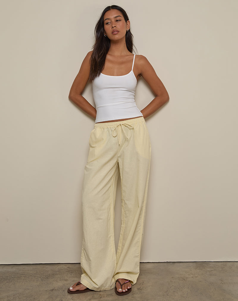 Immagine di Wasic Pantalone di lino a gamba larga in limone