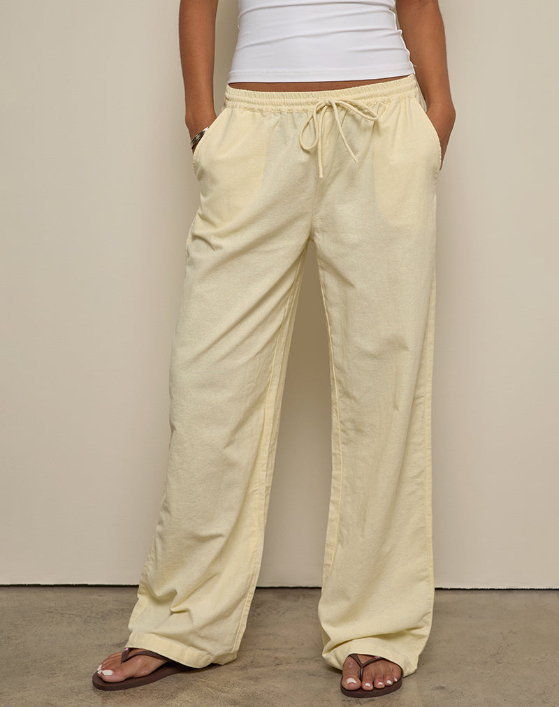 Pantalone in lino a gamba larga Wasic, limone