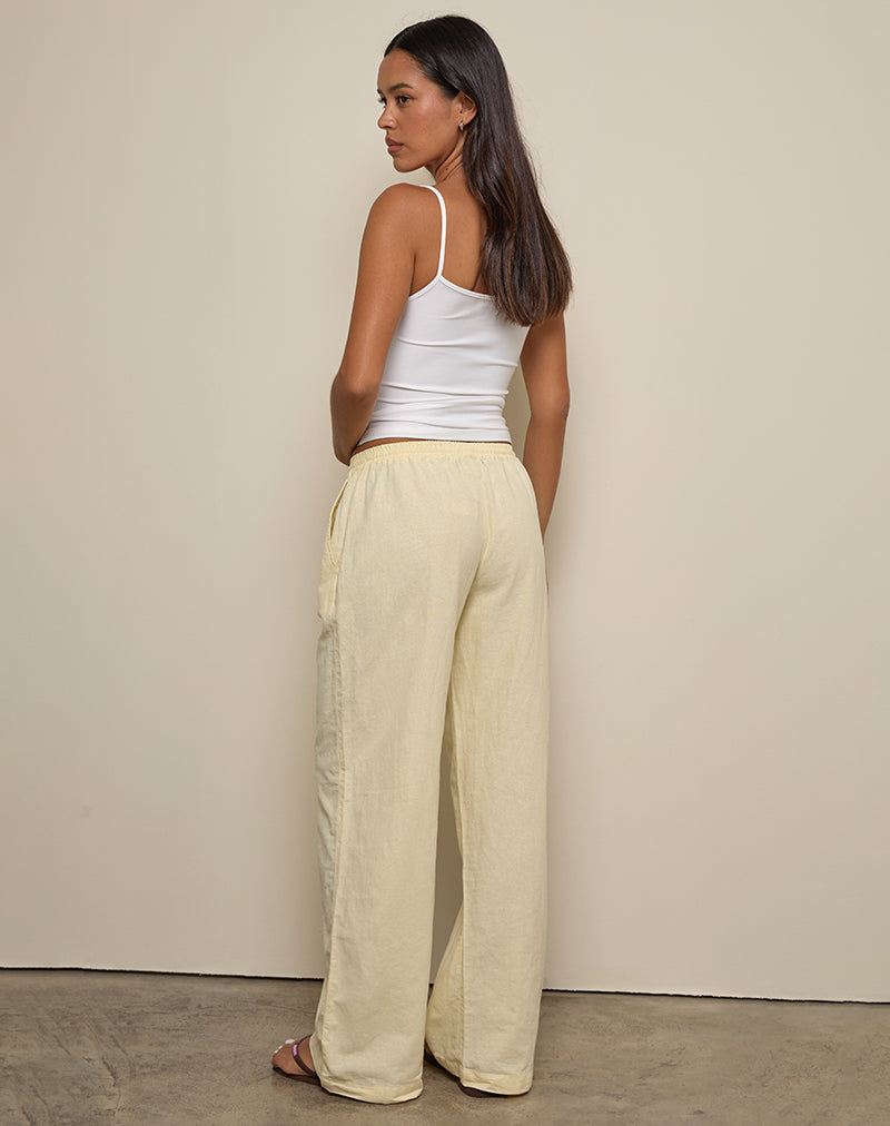 Immagine di Wasic Pantalone di lino a gamba larga in limone