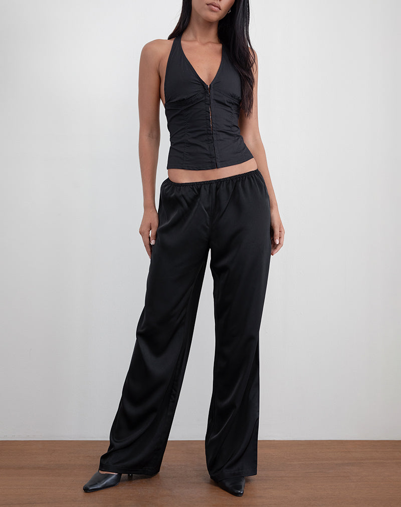 Immagine di Waski Pantalone a gamba larga in raso nero