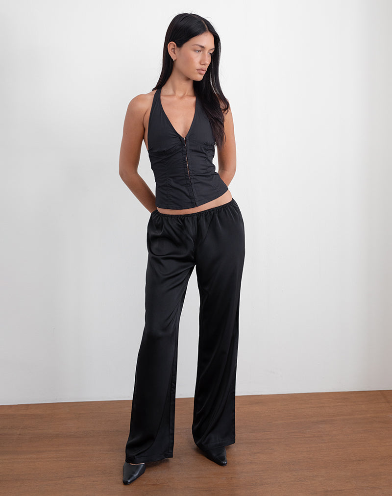 Immagine di Waski Pantalone a gamba larga in raso nero