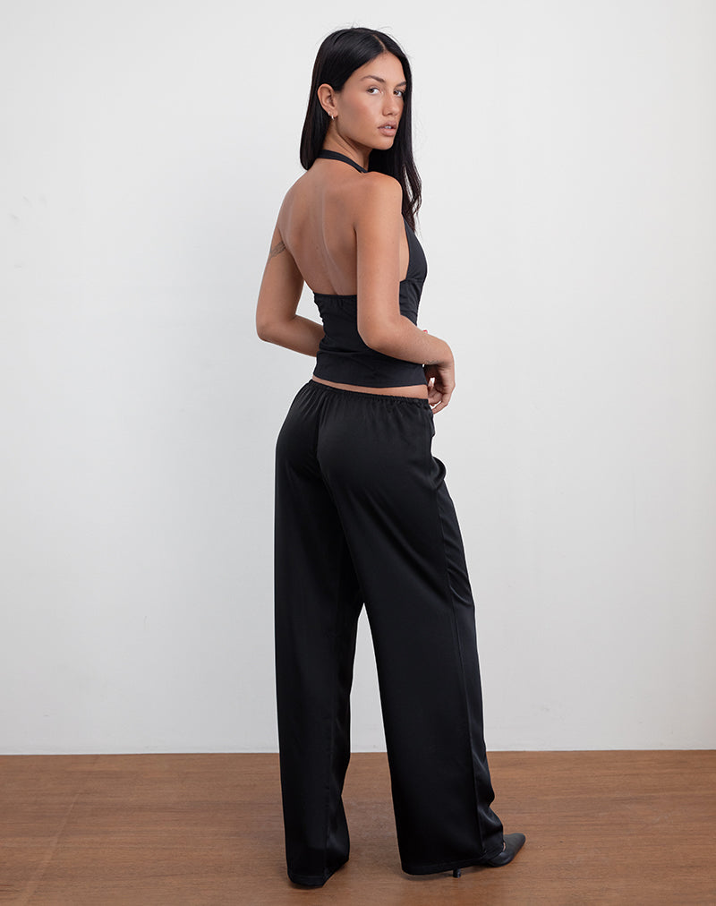 Immagine di Waski Pantalone a gamba larga in raso nero