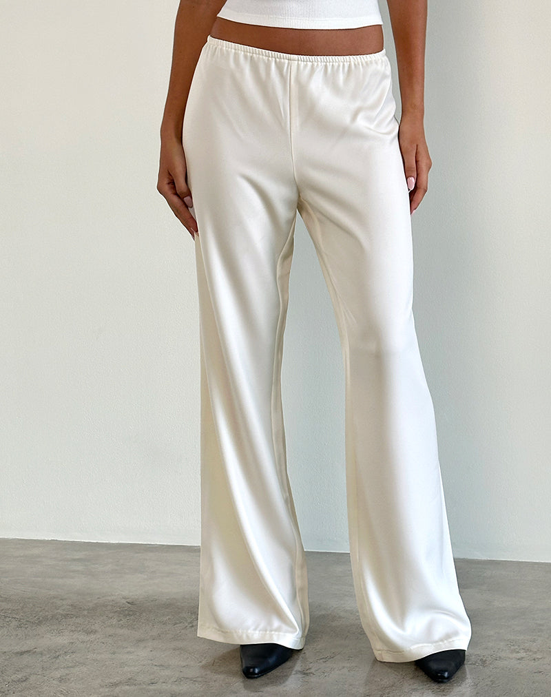 Immagine di Waski Pantalone a gamba larga in raso avorio