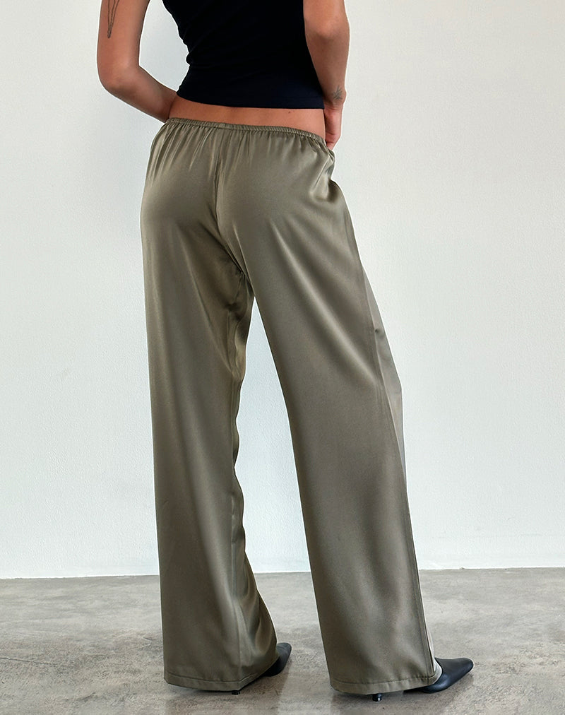 Pantaloni Waski in satin salvia