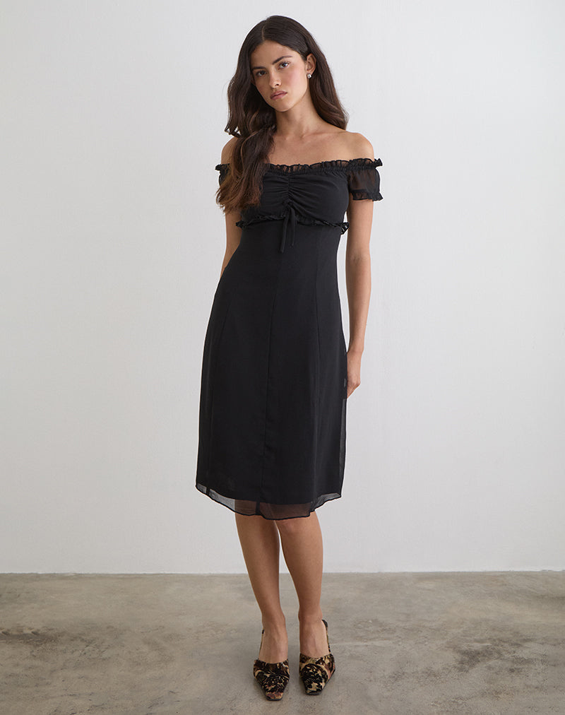 Immagine dell'abito midi Watimu in chiffon nero