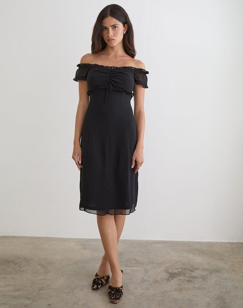 Immagine dell'abito midi Watimu in chiffon nero