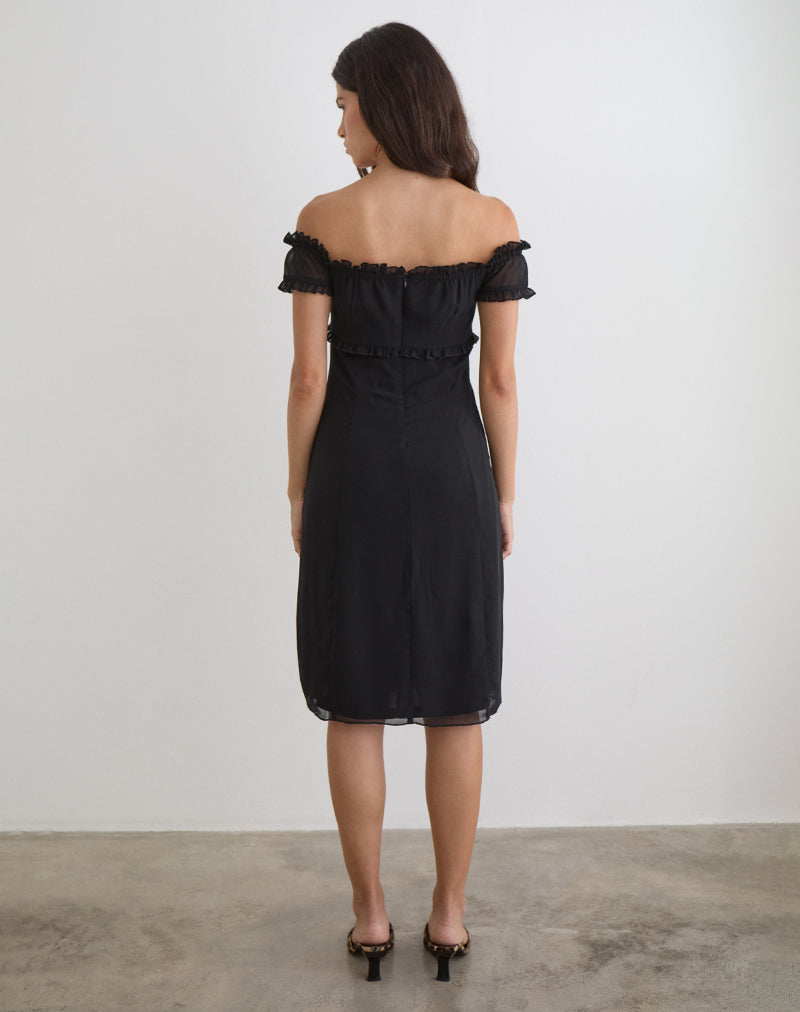 Immagine dell'abito midi Watimu in chiffon nero