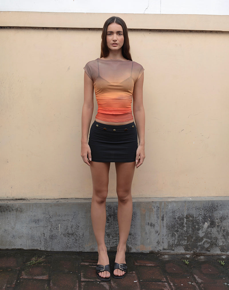 immagine di Top Bastille in maglia stampata arancione Sunset
