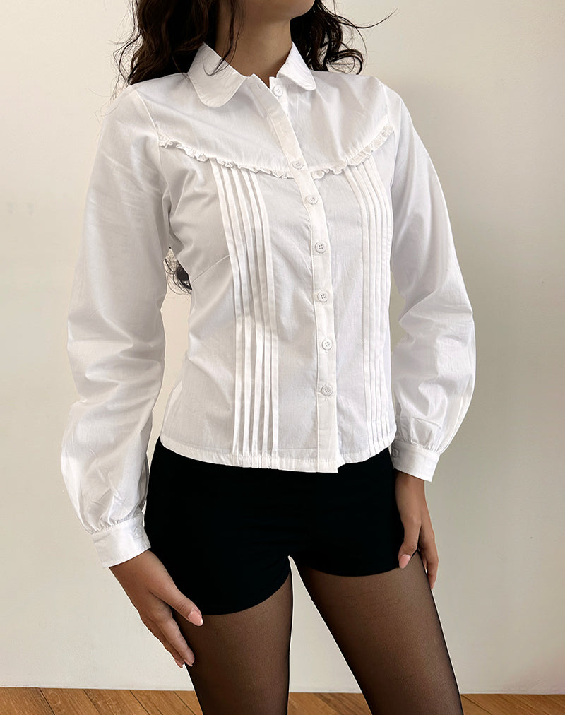 Camicetta a maniche lunghe Wells Frill in bianco