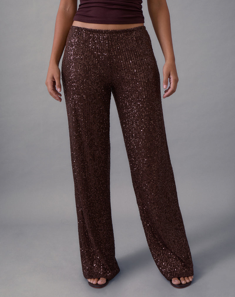Immagine di Wilaga Pantalone a gamba larga in paillettes marrone