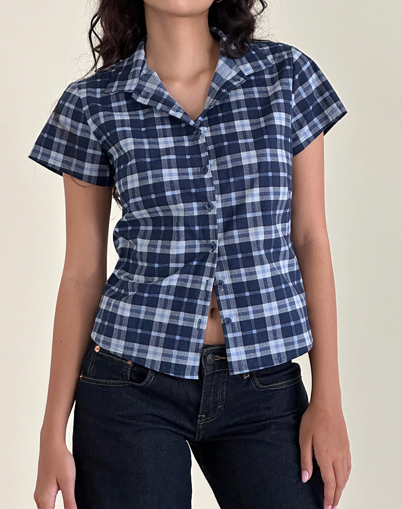 Camicia Wilman in tartan blu scuro